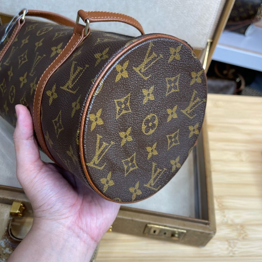 Louis Vuitton 老花皮紅papillon 30cm 圓筒子母包💖-1