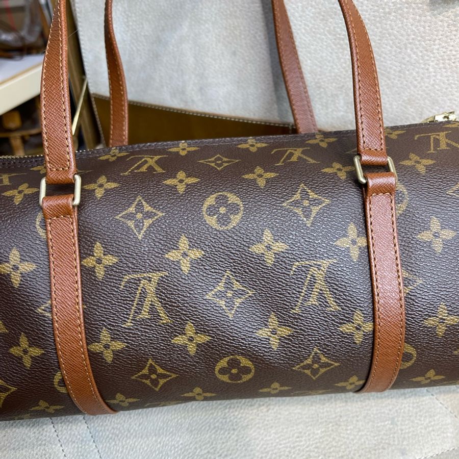 Louis Vuitton 老花皮紅papillon 30cm 圓筒子母包💖-9