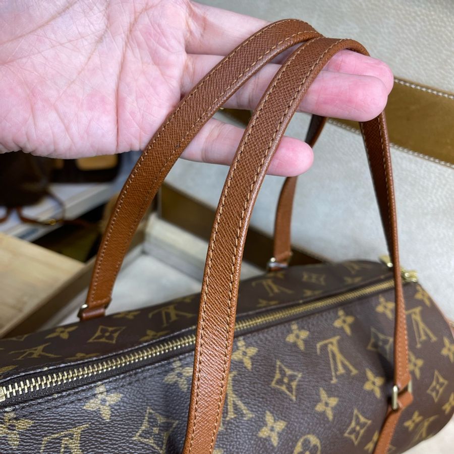 Louis Vuitton 老花皮紅papillon 30cm 圓筒子母包💖-12