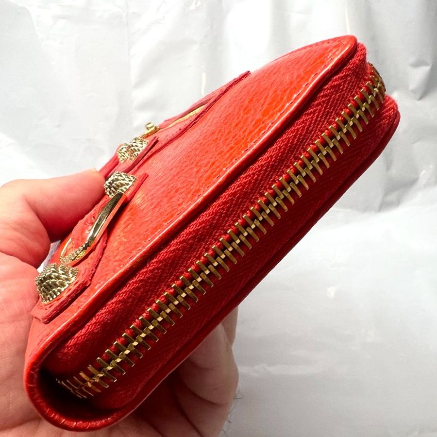Balenciaga 253053 金釦小羊皮拉鍊長夾/錢包 橘色-8