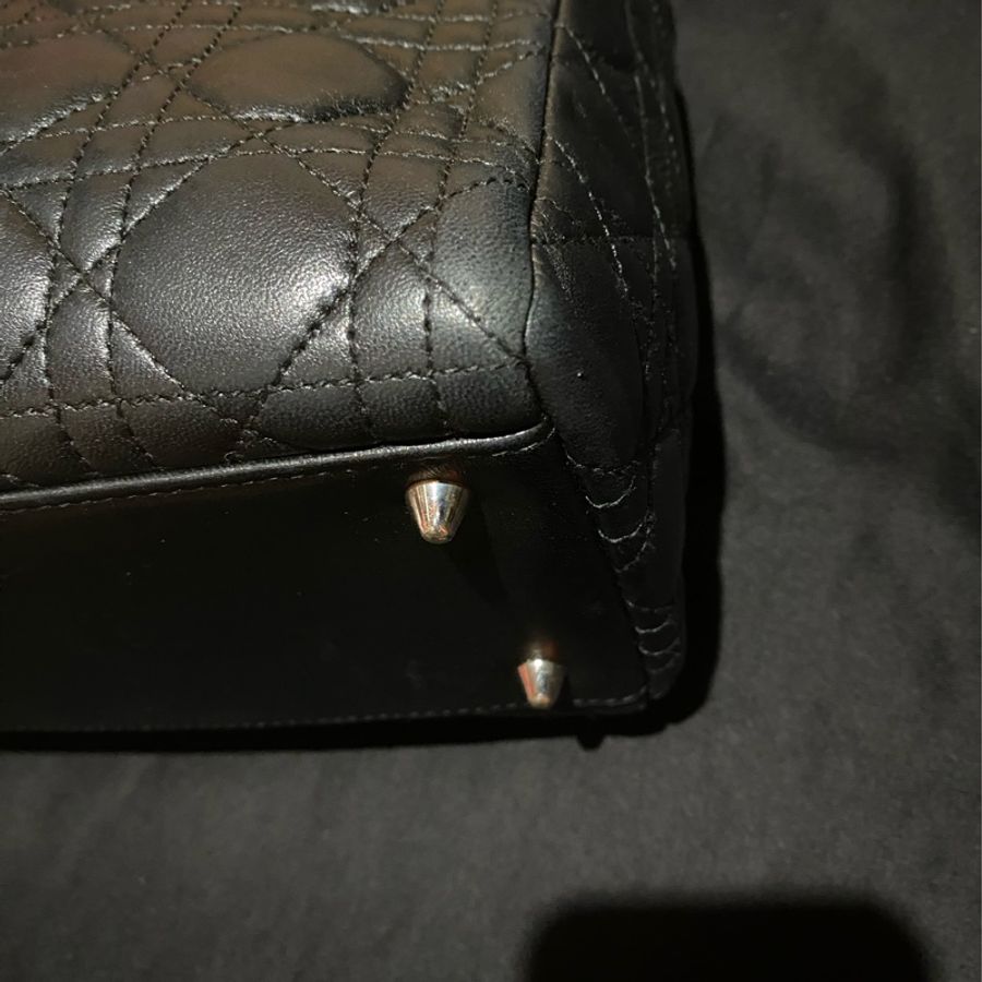 Christian Dior LADY DIOR 5X5手提包經典黑色小羊皮黛妃包-34