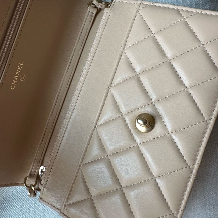 Chanel 金球調節扣 經典色 膚色/米色 晶片款-14