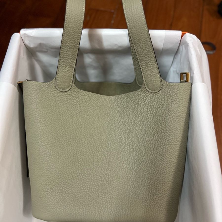 愛馬仕 Hermes Picotin 22 鼠尾草綠 金扣 可議價-12