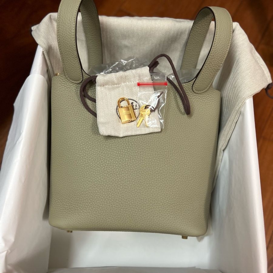 愛馬仕 Hermes Picotin 22 鼠尾草綠 金扣 可議價-13