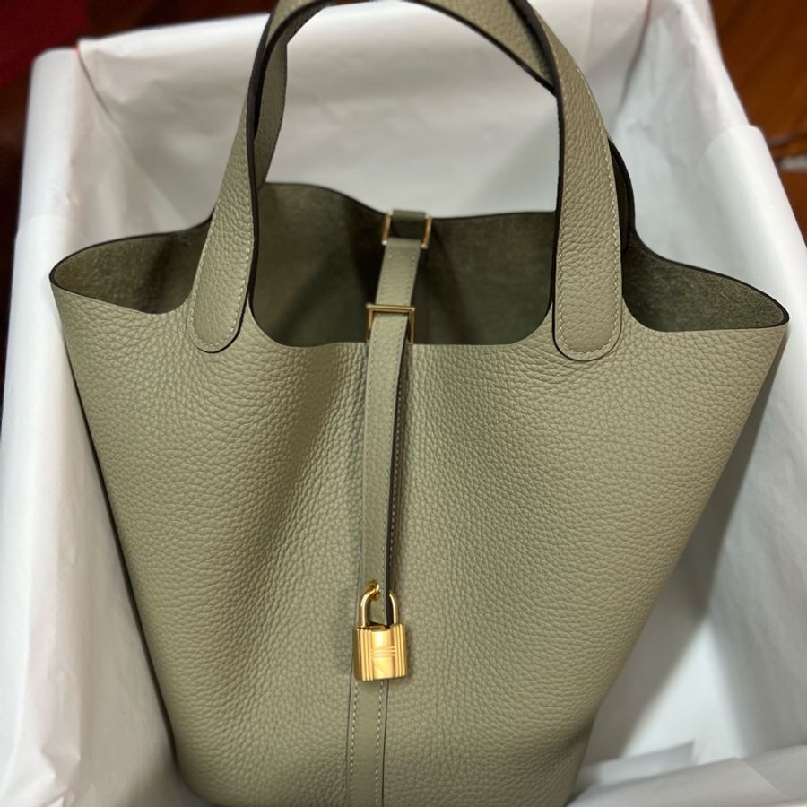 愛馬仕 Hermes Picotin 22 鼠尾草綠 金扣 可議價-5