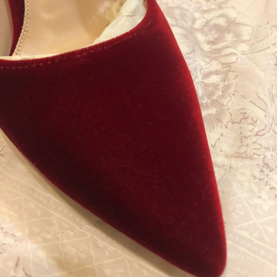 GIANVITO ROSSI 紅絲絨細跟鞋-2