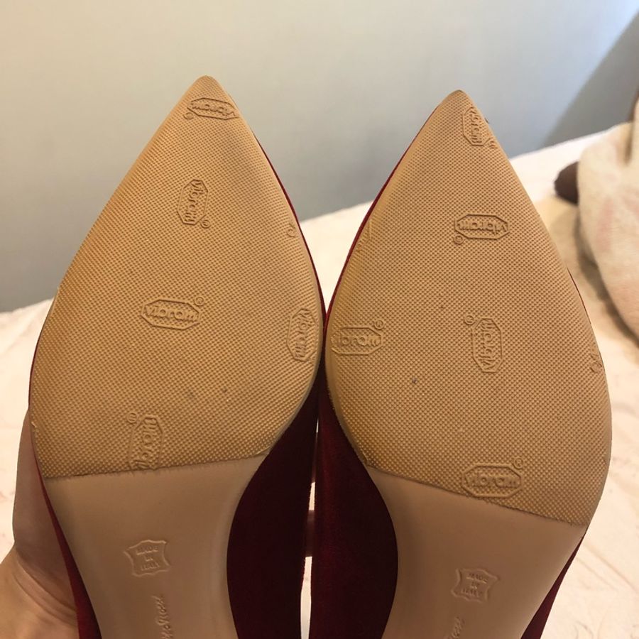 GIANVITO ROSSI 紅絲絨細跟鞋-3