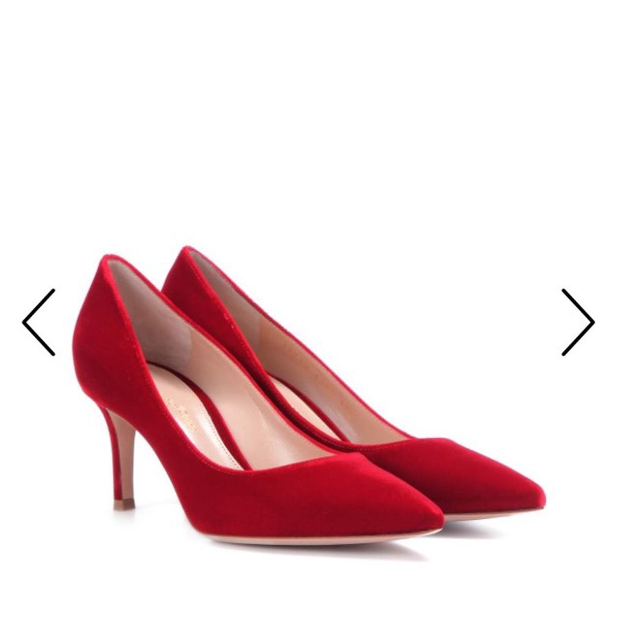 GIANVITO ROSSI 紅絲絨細跟鞋-11