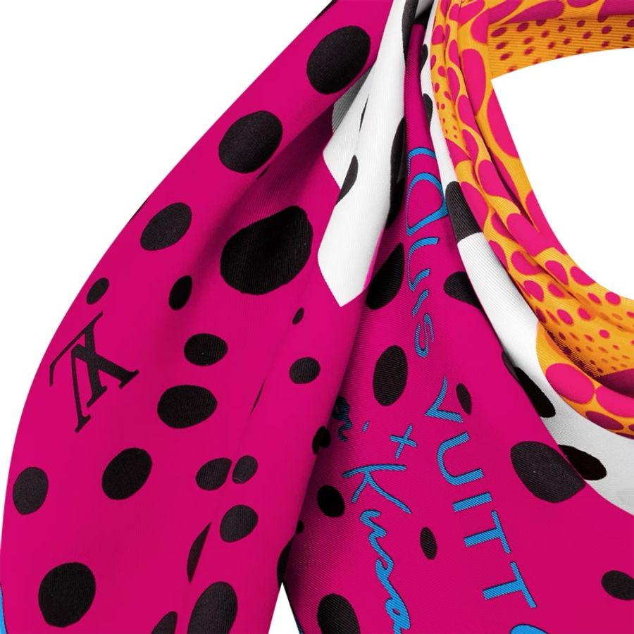 草間彌生Louis Vuitton x Yayoi Kusama紫紅色南瓜絲巾 方巾M78394-4