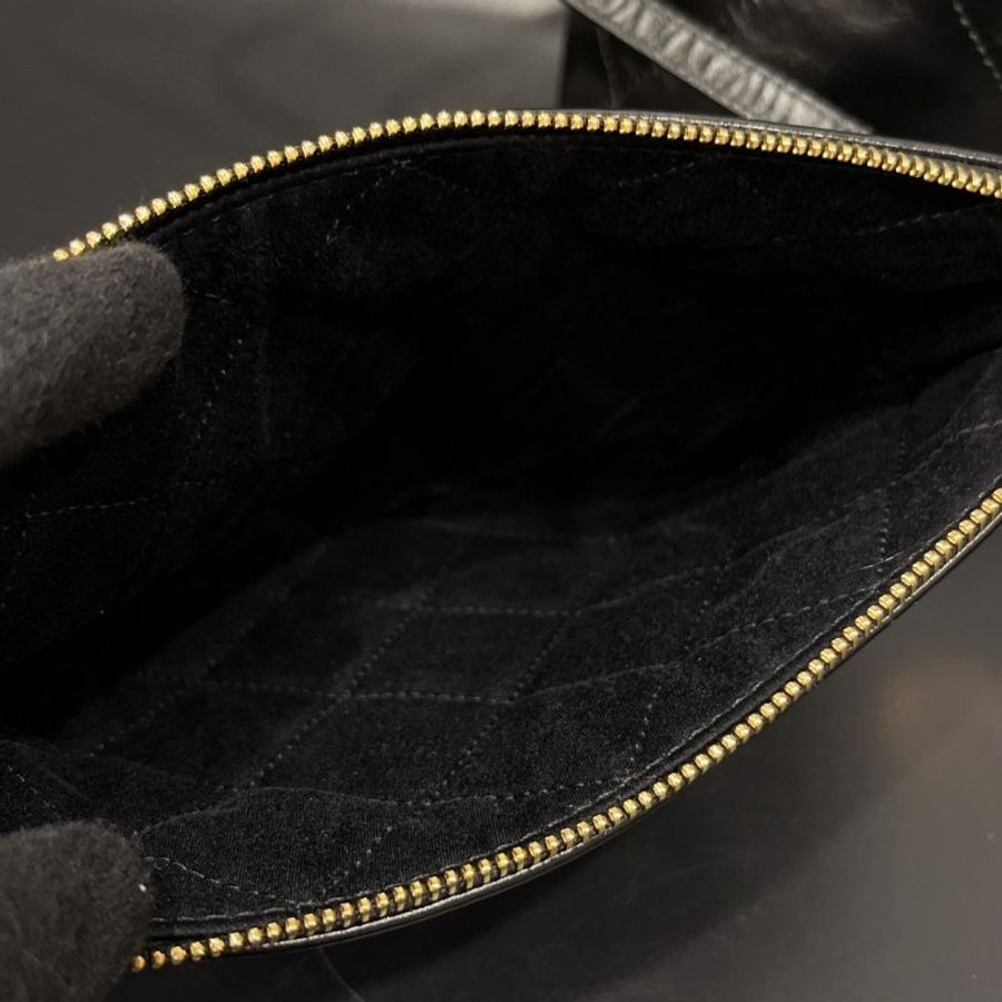 CHANEL 香奈兒 黑金 22BAG 牛皮 金鍊 小號肩背包/垃圾袋/購物包-10