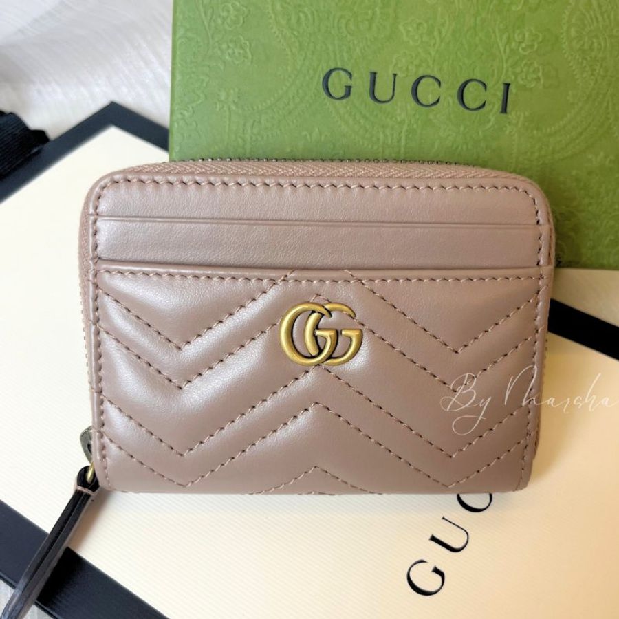 GUCCI GG MARMONT 絎縫拉鍊零錢卡包（671772 DTDHT）-1