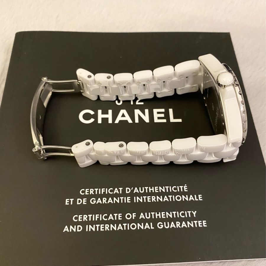 保證專櫃真品 附保固❤️特殊款 36.5mm 92成新 Chanel 香奈兒 J12 黑色 白色 陶瓷錶 機械錶-14