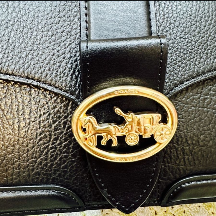 Coach 金色馬車LOGO 雙背帶手拿肩斜兩用酒神包 附原廠紙袋-7