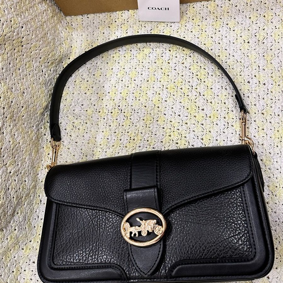 Coach 金色馬車LOGO 雙背帶手拿肩斜兩用酒神包 附原廠紙袋-8