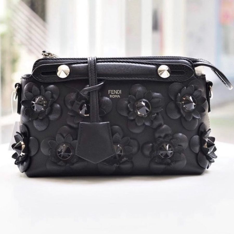 【促銷品】Fendi 8BL135 迷你 By the way 花朵小牛皮兩用包 黑色-9
