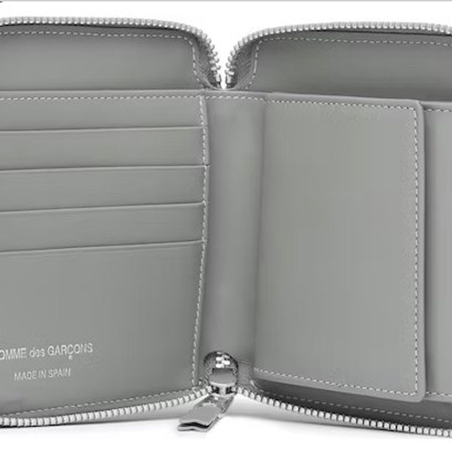 Comme Des Garçons 川久保玲小牛皮水玉波點對折拉鍊短夾 灰色-6