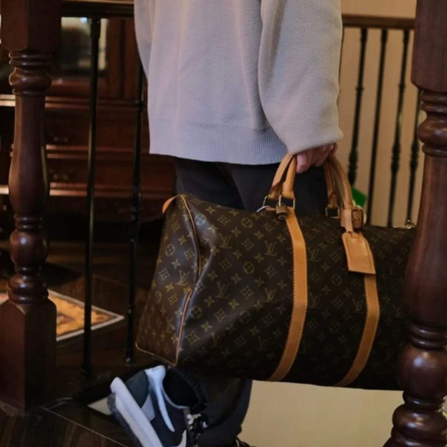 LV 經典原花50公分 Keepall 無揹帶款旅行包-14