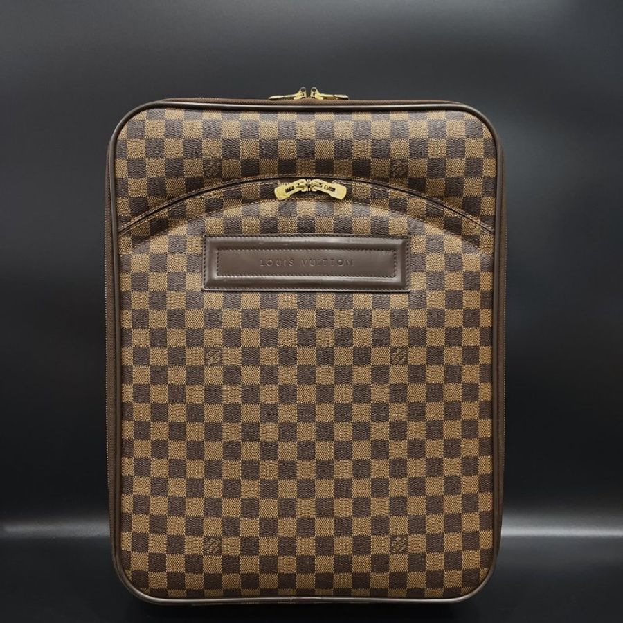 Louis Vuitton LV 咖啡色棋盤格 2輪 拖拉式 手提行李箱/登機箱-0