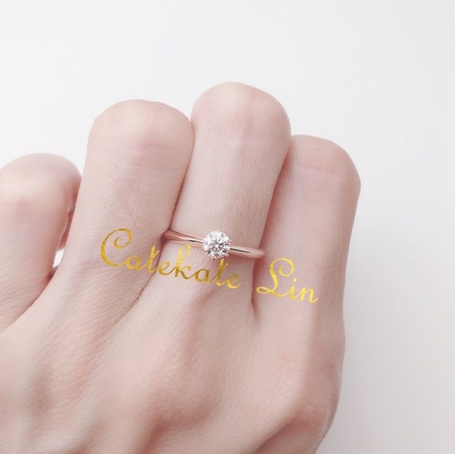 GIA30分鑽戒1色 S12 3Ex＋六爪單鑽戒檯=30 分玫瑰金鑽戒 为-6