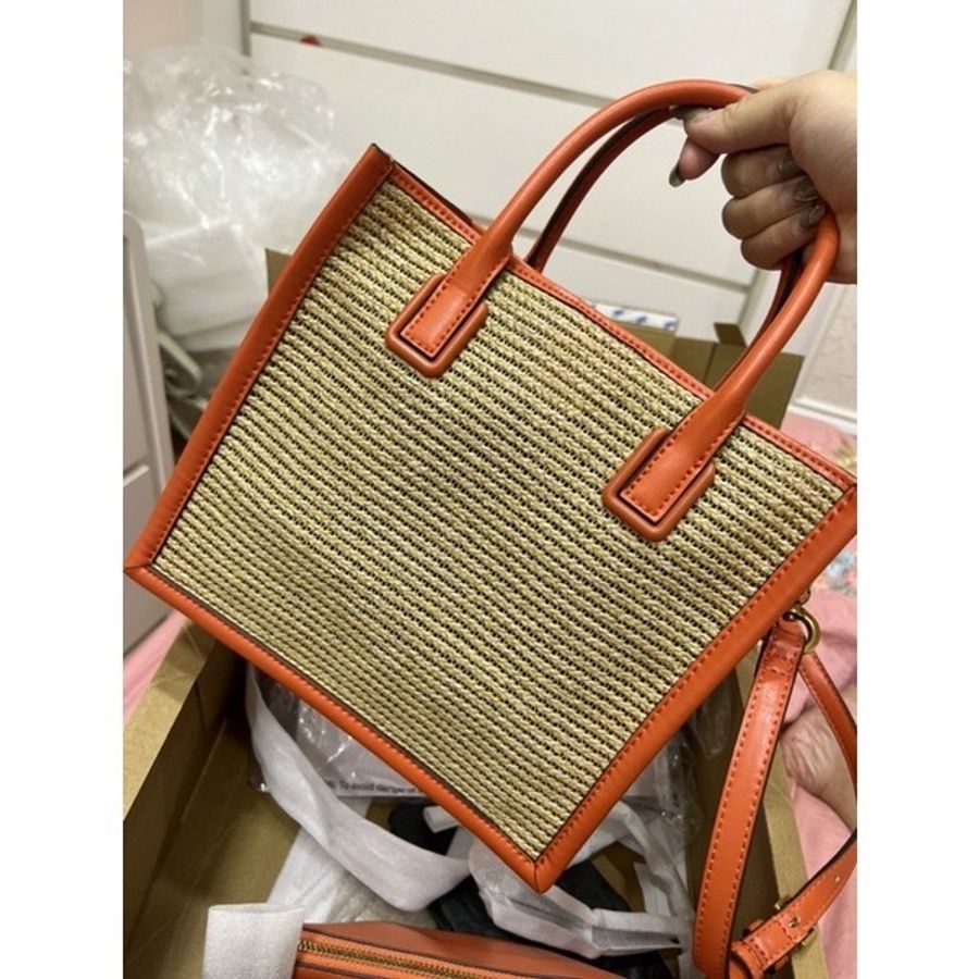 保證正品/小ck編織兩用包橘色-3