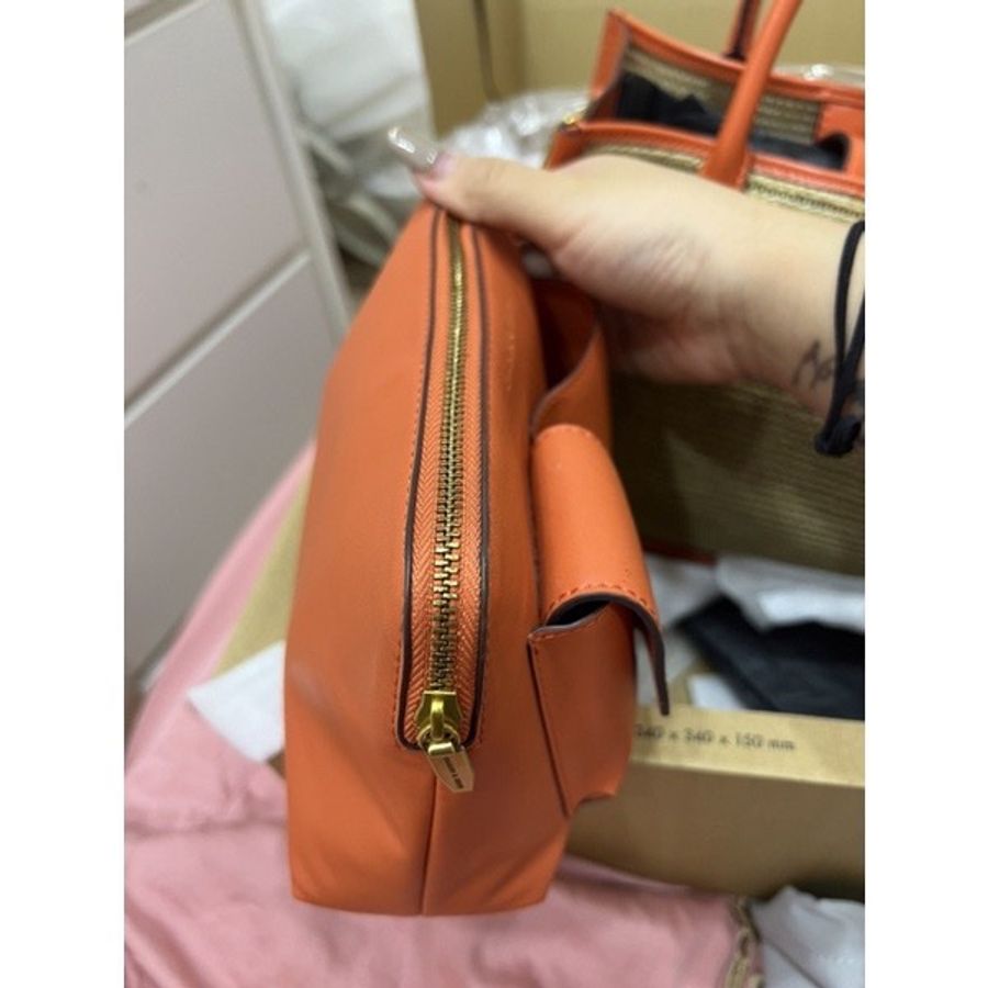 保證正品/小ck編織兩用包橘色-5