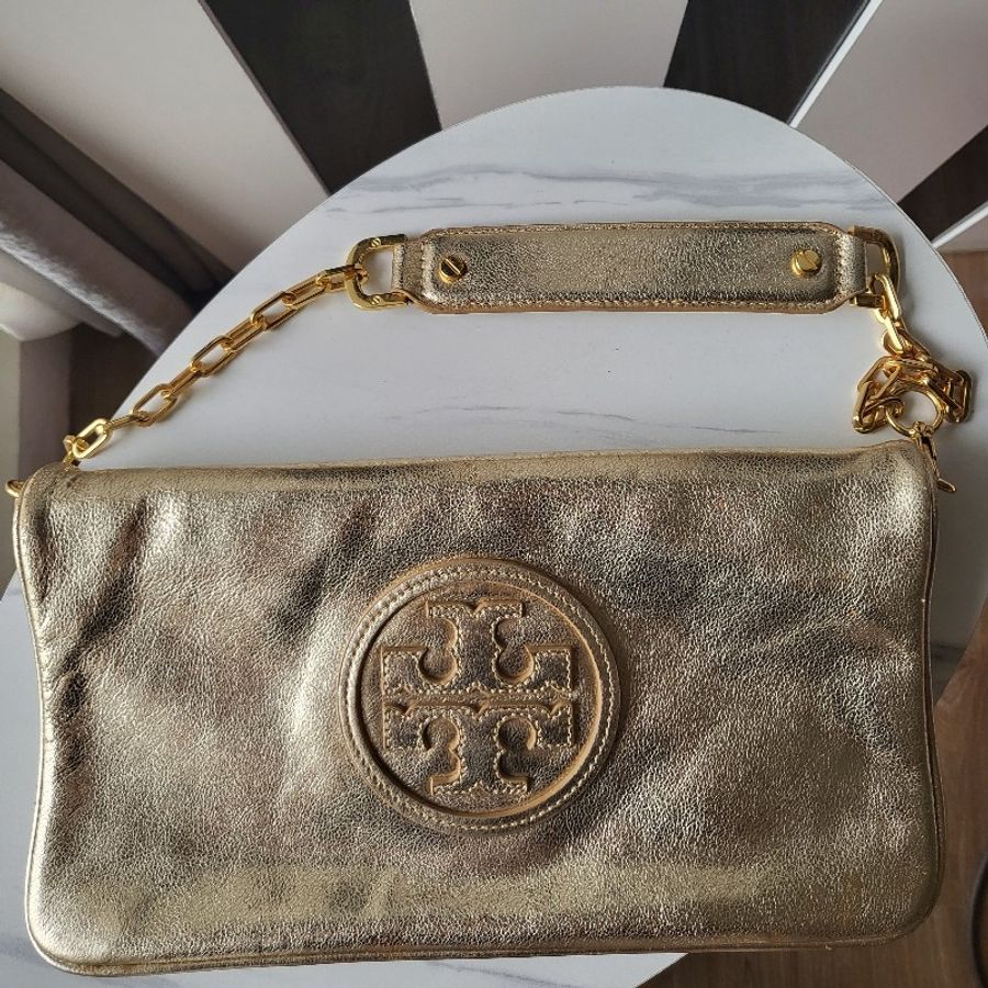 [Tory burch]大標誌翻蓋兩用包（金色）-5