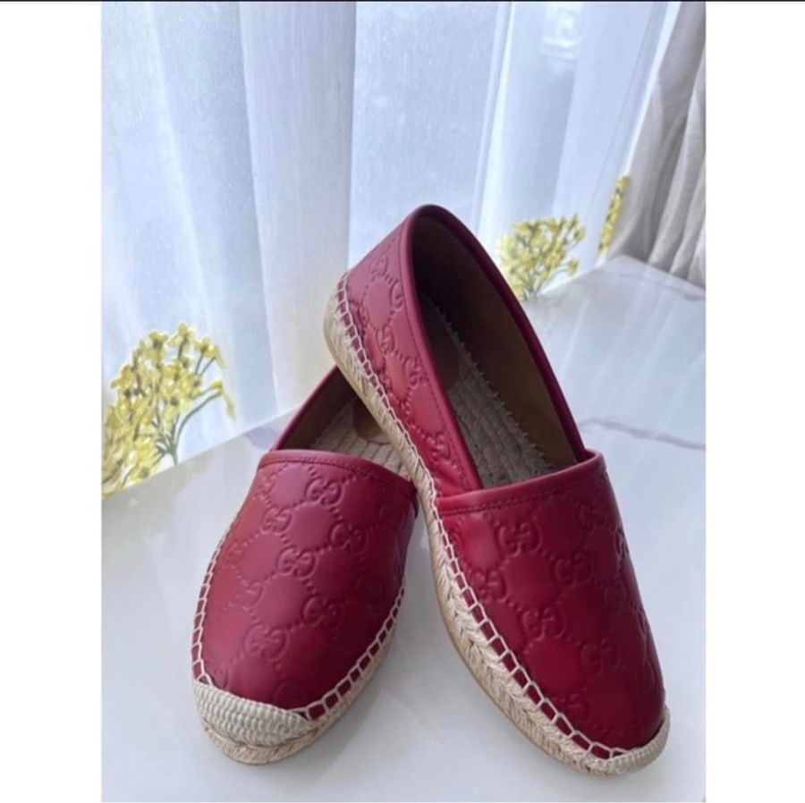 Gucci 皮革草編鉛筆鞋 36-0