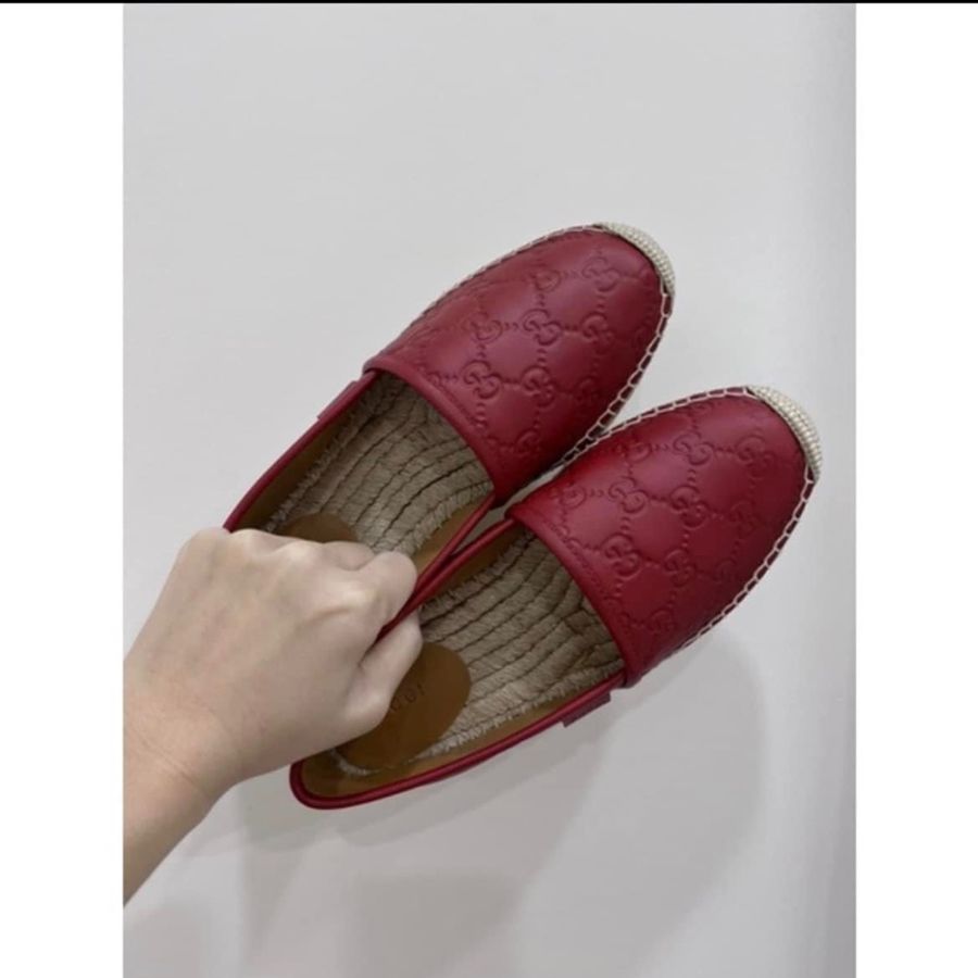 Gucci 皮革草編鉛筆鞋 36-9