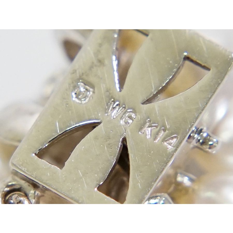正品田崎 TASAKI 田崎 5 排淡水珍珠珍珠紅寶石 K14 WG 項鍊吊墜白色黃金白色紅色配飾珠寶二手-6