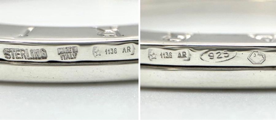 寶格麗925純銀字母刻印中古銀飾項鍊-15