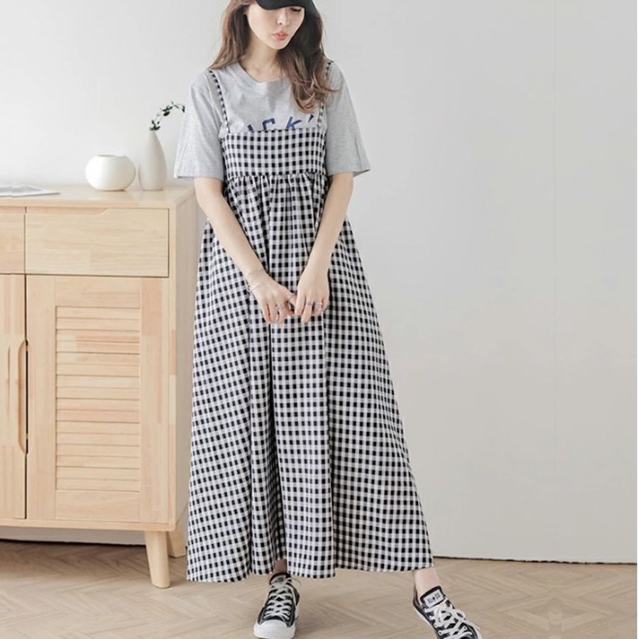 👗👗黑白格子背心裙👗👗-0