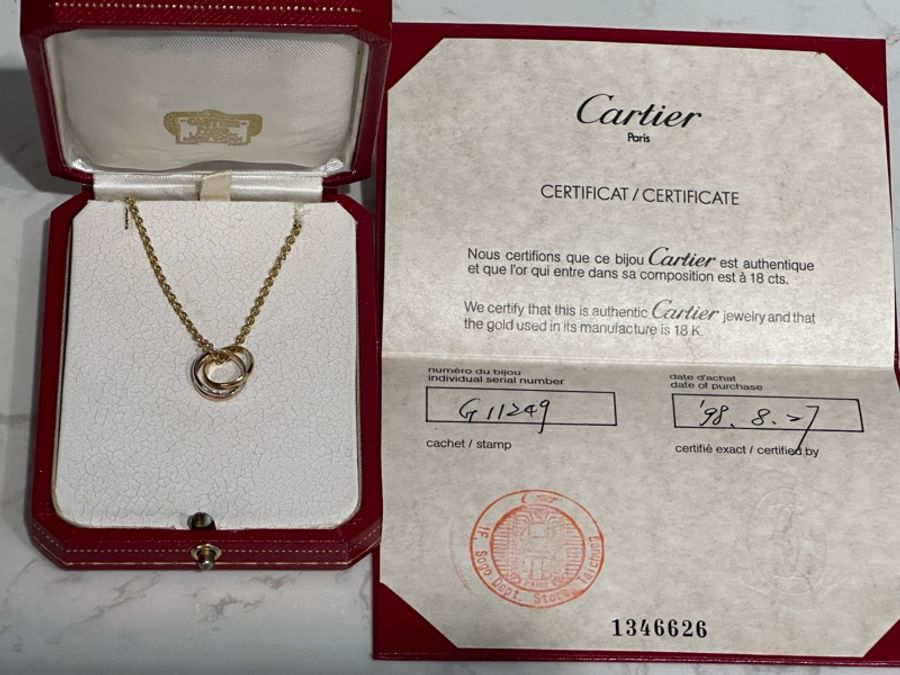 CARTIER 玫瑰金三環項鍊Trinity系列-0