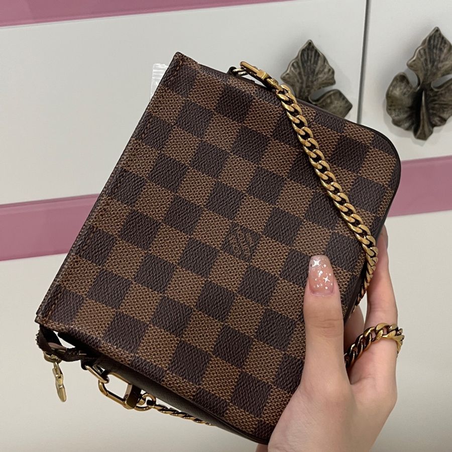 LV|Trousse makeup 02年絕版經典款棋盤格方胖子-3