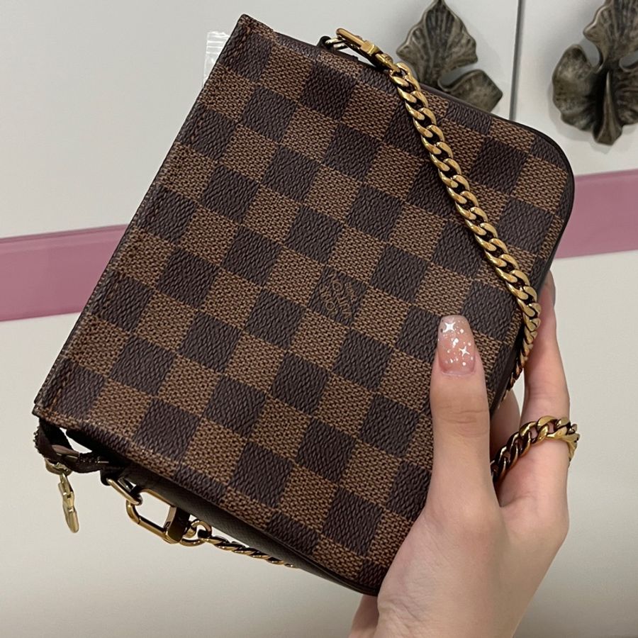 LV|Trousse makeup 02年絕版經典款棋盤格方胖子-7