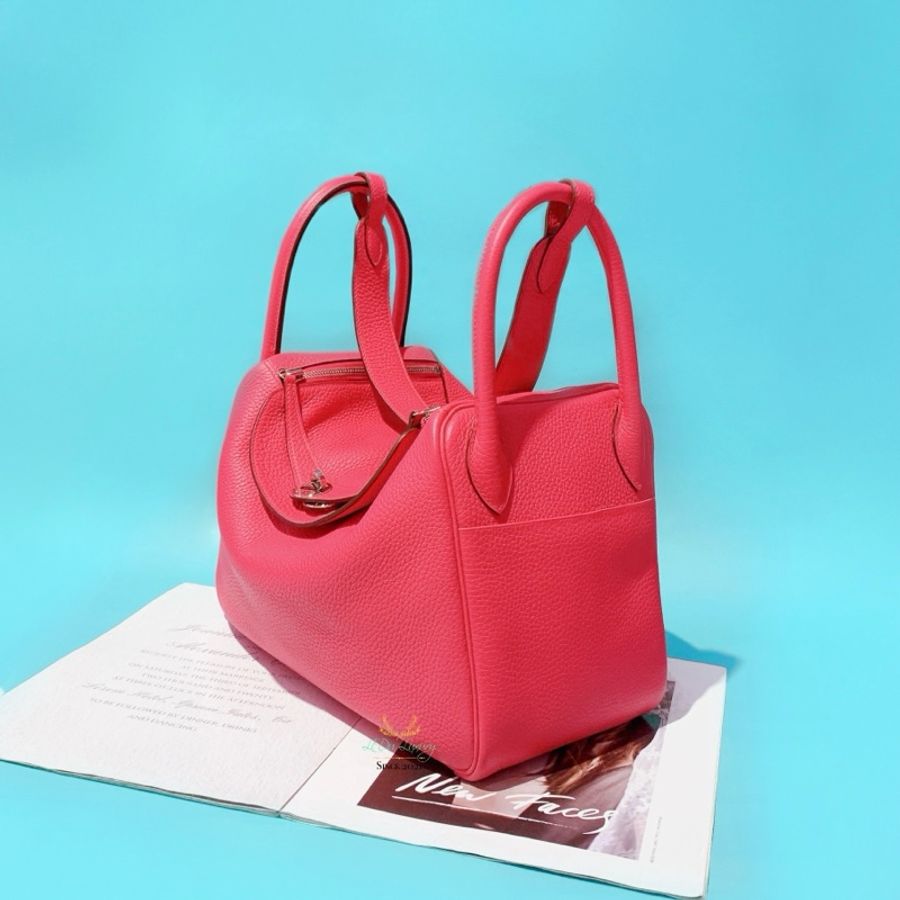 Hermes 愛馬仕 Lindy 色號16 極致粉 x 銀釦 30 CM-1