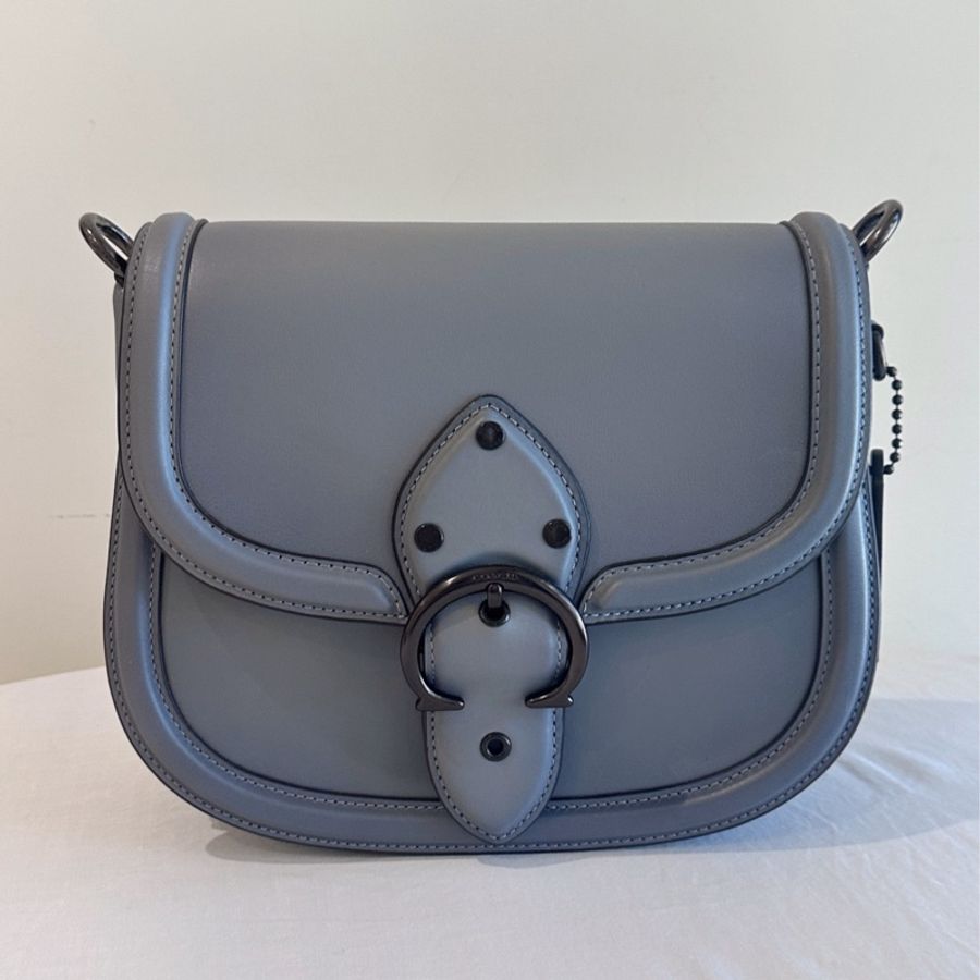 便宜賣Coach 馬鞍包 附雙背帶 Beat Saddle 藍灰色 肩背包-2