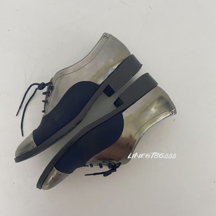 CHANEL銀色拼接皮鞋 牛津鞋 🏷️SIZE 38-15