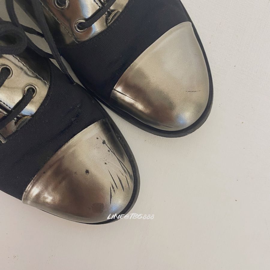 CHANEL銀色拼接皮鞋 牛津鞋 🏷️SIZE 38-26