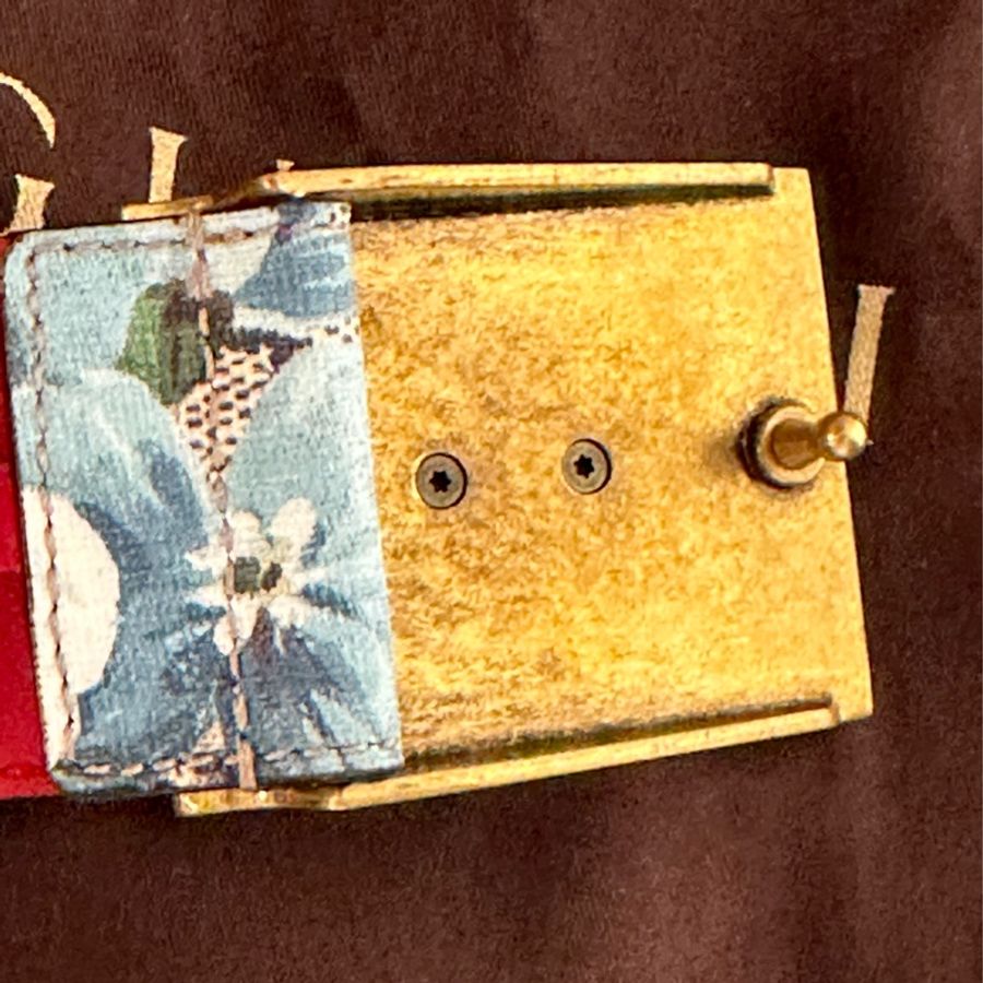 Gucci 虎頭天竺葵花Logo皮帶-3