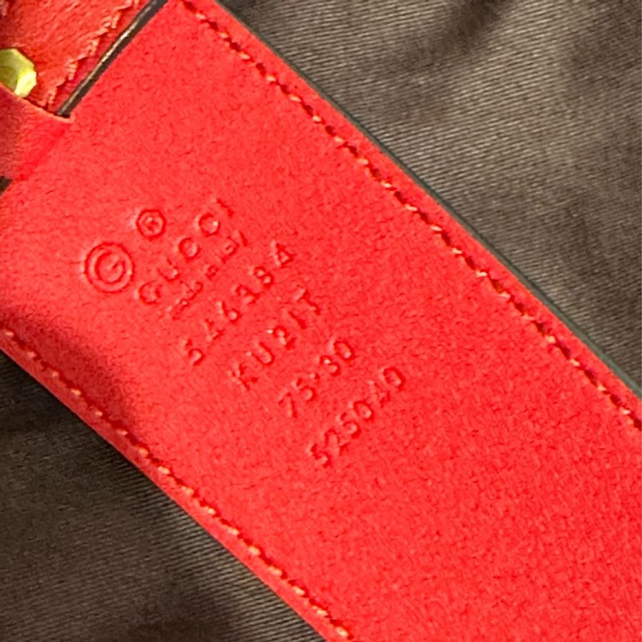 Gucci 虎頭天竺葵花Logo皮帶-4
