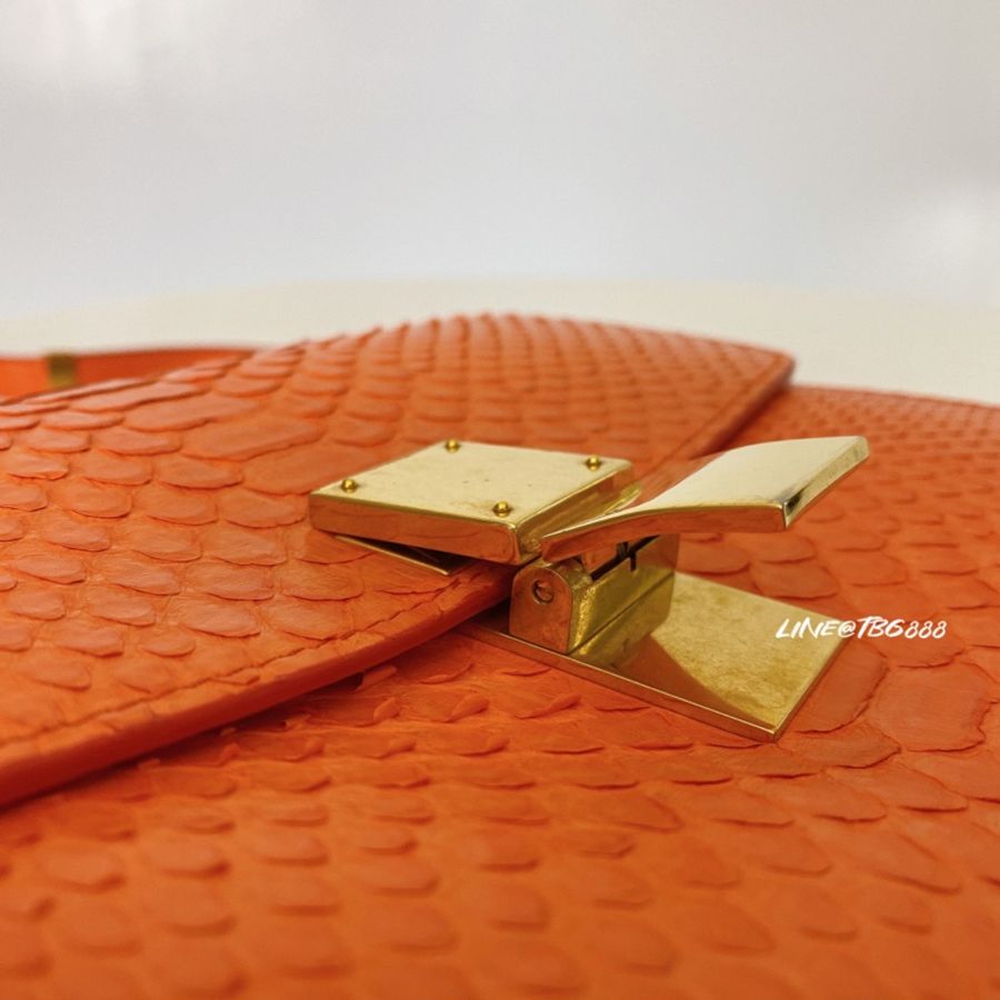 Celine Classic Box Bag Python Medium Orange 橘色蟒蛇皮肩背包 中號-3