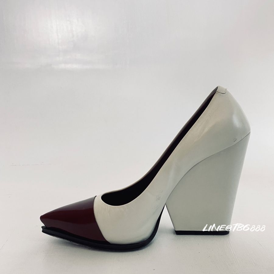 CÉLINE 拼接尖頭粗跟高跟鞋-4