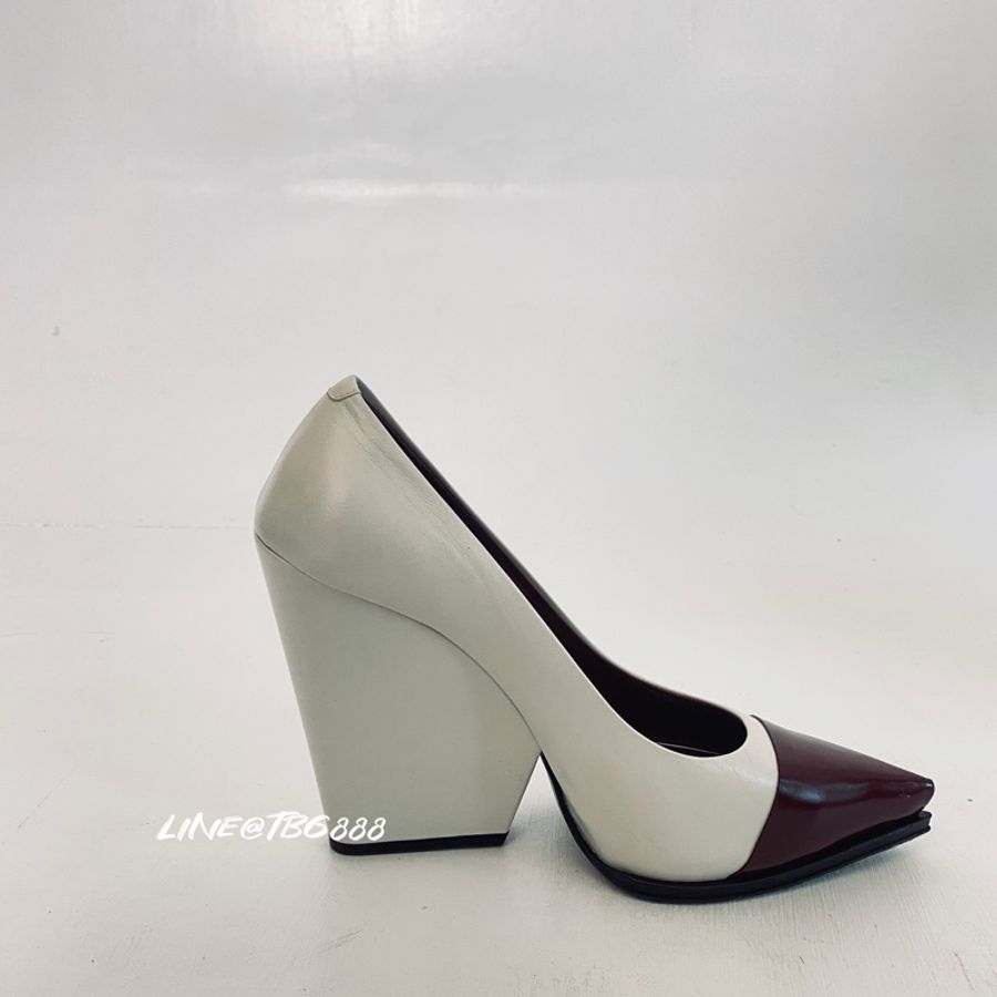CÉLINE 拼接尖頭粗跟高跟鞋-6