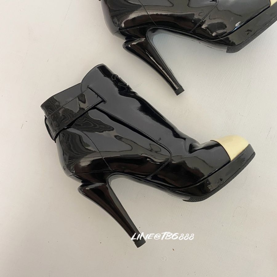 CHANEL 厚底漆皮踝靴-4