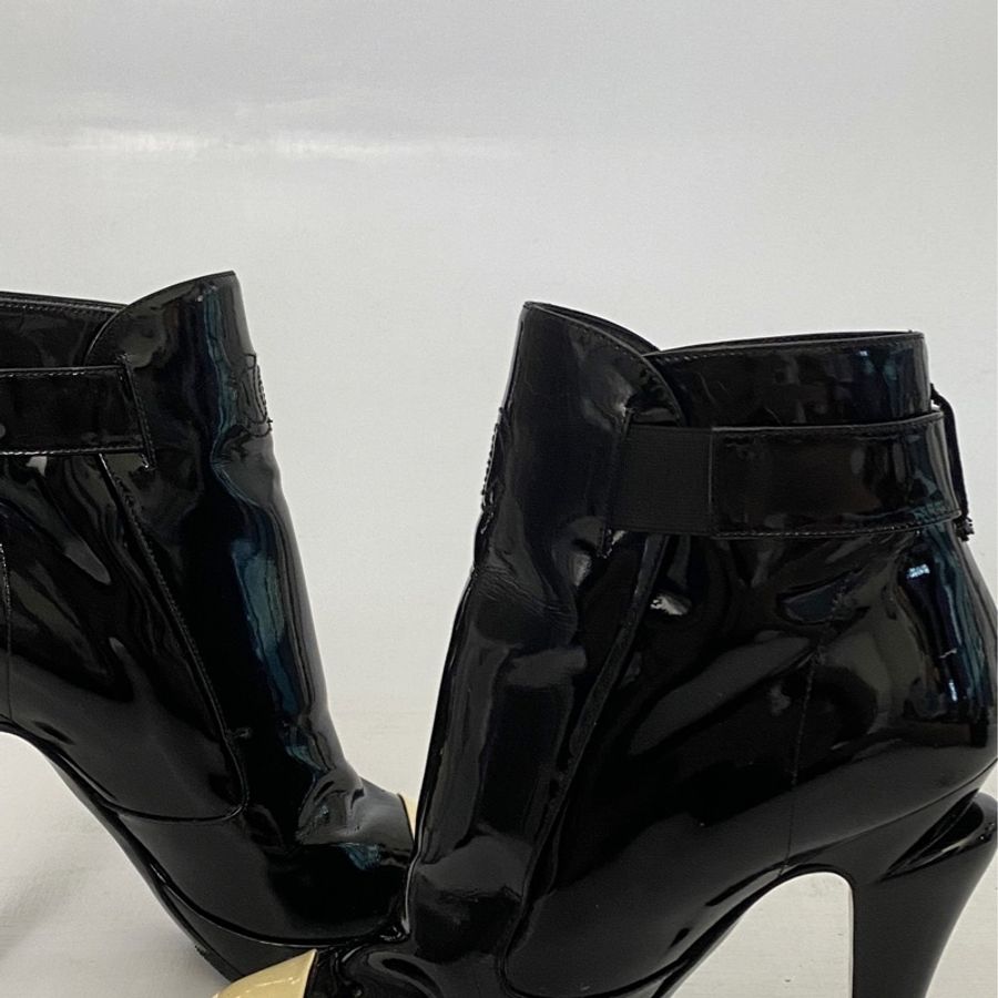 CHANEL 厚底漆皮踝靴-7