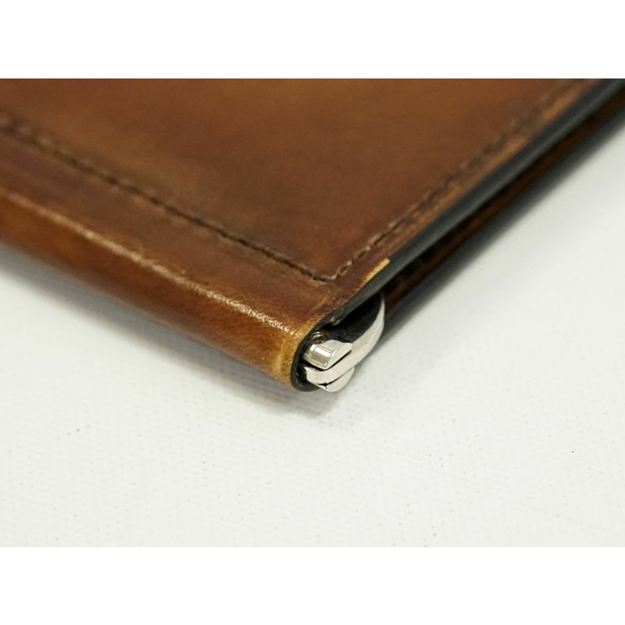 正品 Berluti Berluti 書法錢包卡夾錢夾威尼斯皮革棕色書法錢包錢包二手-5