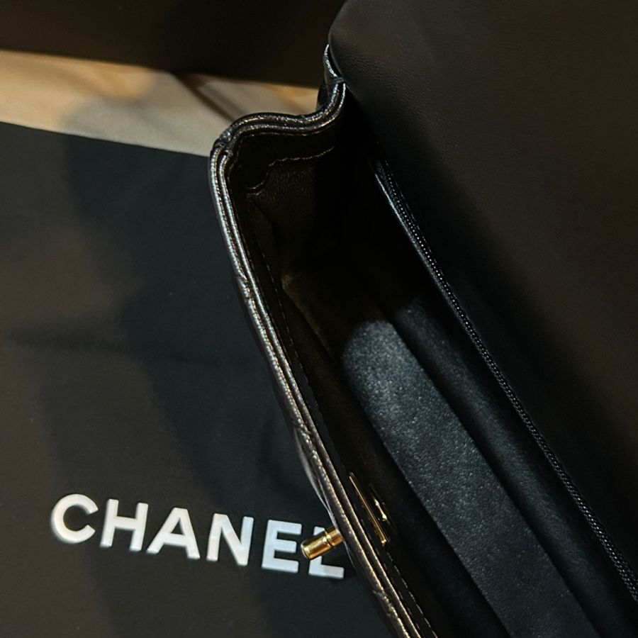 《全新》台灣專櫃抱出Chanel香奈兒23s 黑金 手工坊 cf20 handle-7