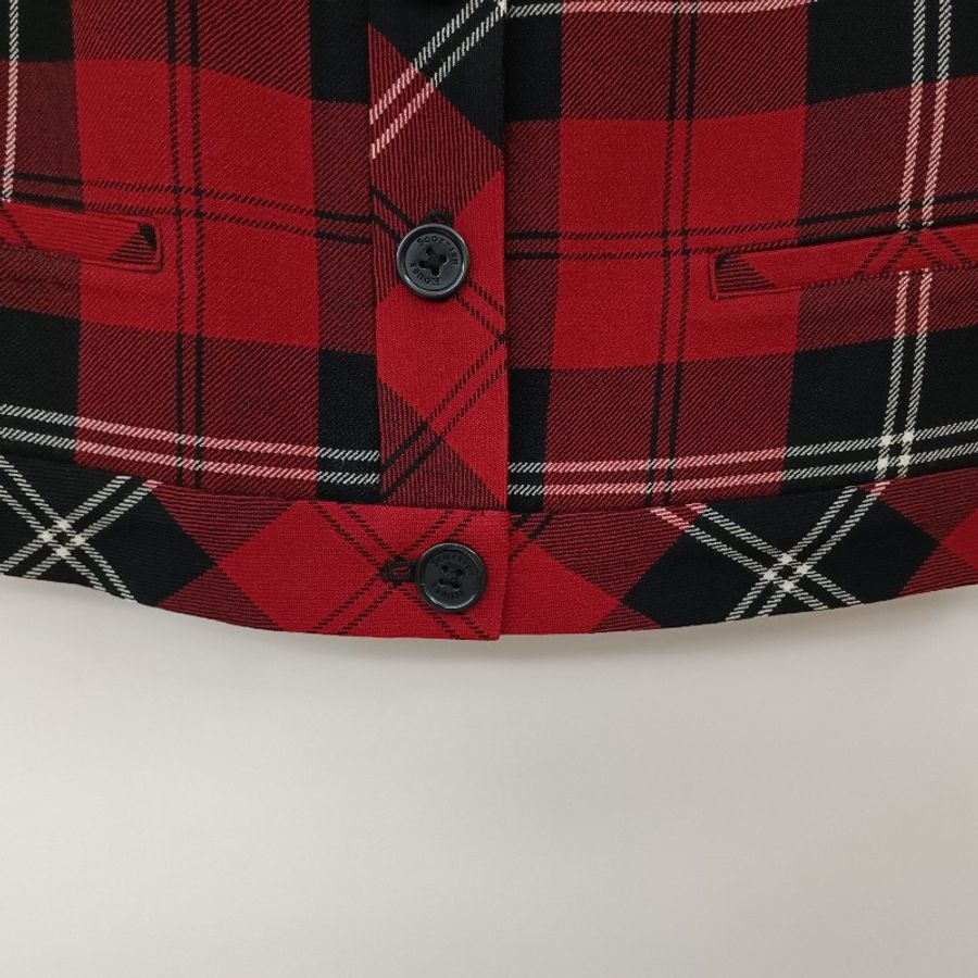 Scottish House 經典款黑紅格紋短版外套-3