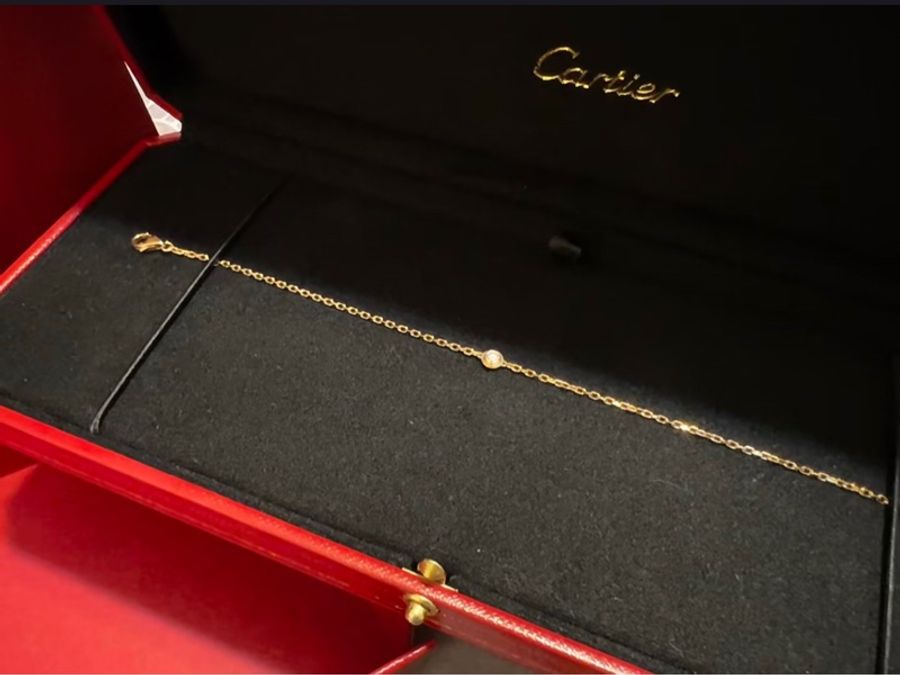 台灣專櫃正品Cartier D'AMOUR 鑽石玫瑰金手鍊-1