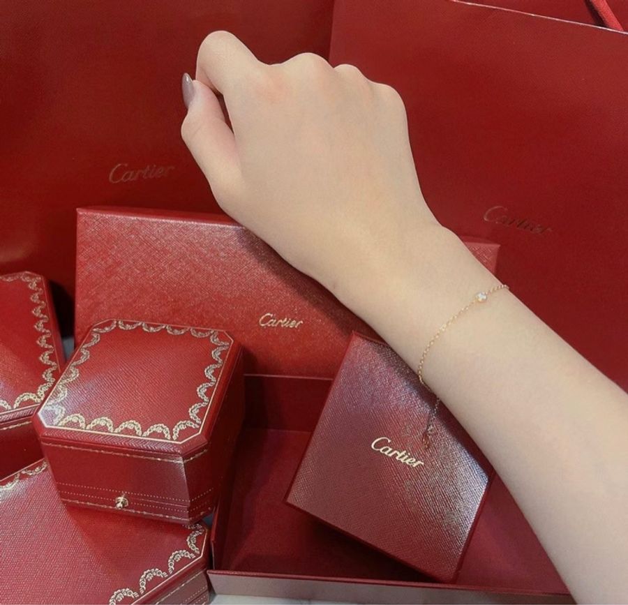 台灣專櫃正品Cartier D'AMOUR 鑽石玫瑰金手鍊-4